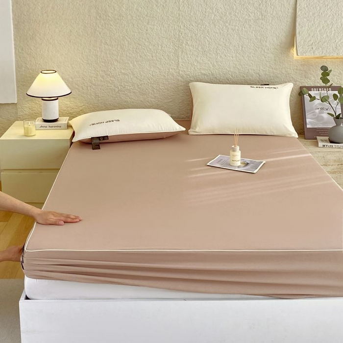 91家纺网 家纺一手货源 找家纺 恋之语 2025新款纯色亲肤舒适麻绳款床笠 卡其-黄