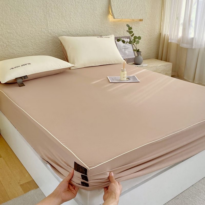 91家纺网 家纺一手货源 找家纺 恋之语 2025新款纯色亲肤舒适麻绳款床笠 卡其-黄