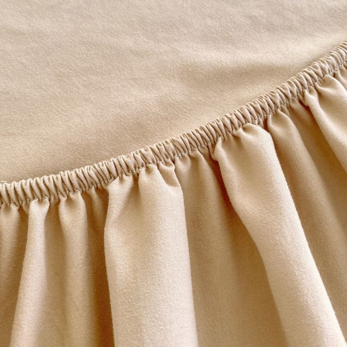 91家纺网 家纺一手货源 找家纺 恋之语 2025新款纯色亲肤舒适麻绳款床笠 卡其-黄