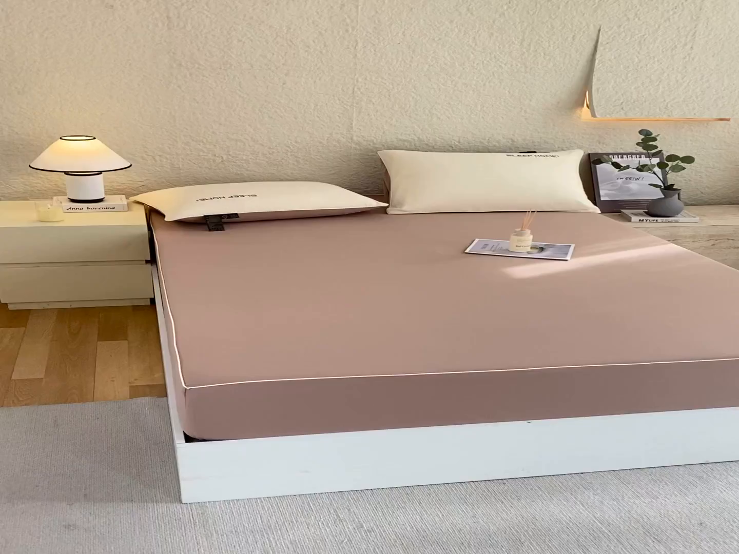 91家纺网 家纺一手货源 找家纺 恋之语 2025新款纯色亲肤舒适麻绳款床笠 卡其-黄