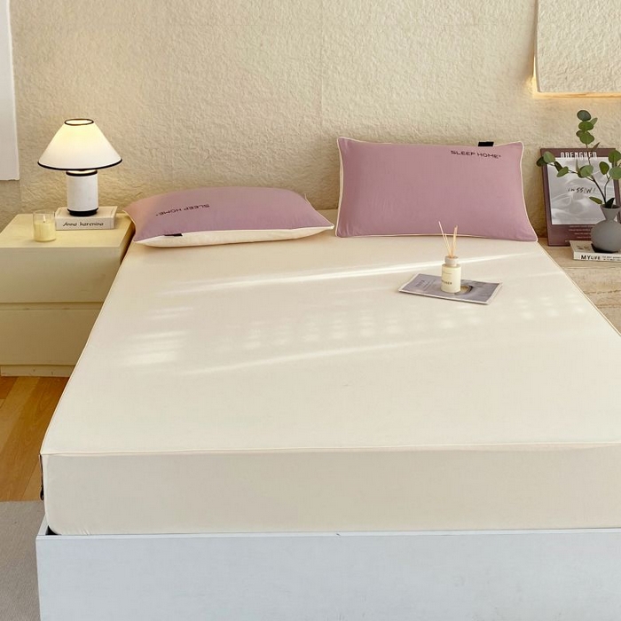 91家纺网 家纺一手货源 找家纺 恋之语 2025新款纯色亲肤舒适麻绳款床笠 米黄