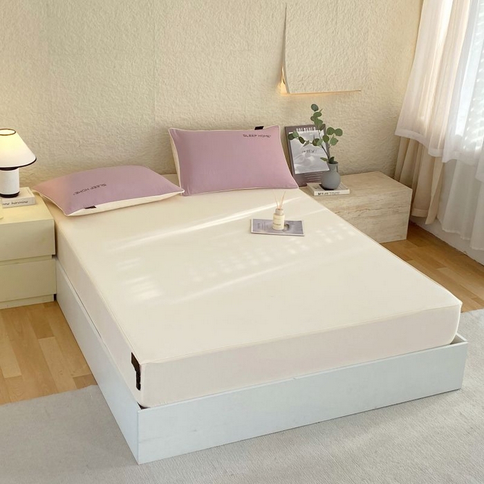 91家纺网 家纺一手货源 找家纺 恋之语 2025新款纯色亲肤舒适麻绳款床笠 米黄