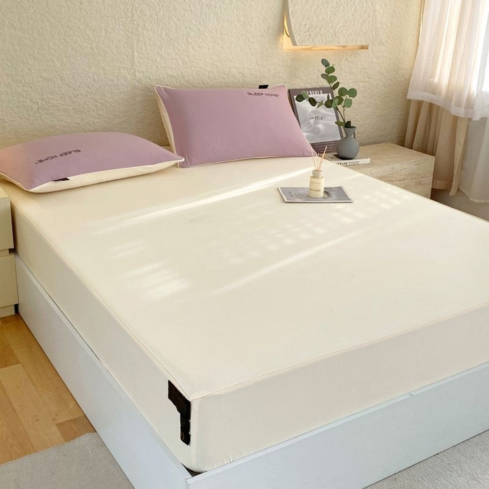 91家纺网 家纺一手货源 找家纺 恋之语 2025新款纯色亲肤舒适麻绳款床笠 米黄