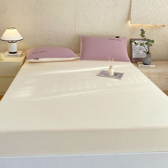 91家纺网 家纺一手货源 找家纺 恋之语 2025新款纯色亲肤舒适麻绳款床笠 米黄