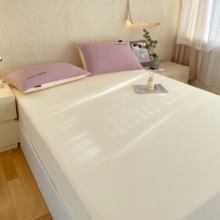 91家纺网 家纺一手货源 找家纺 恋之语 2025新款纯色亲肤舒适麻绳款床笠 米黄