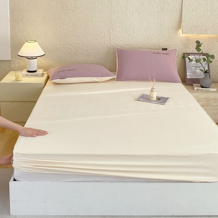 91家纺网 家纺一手货源 找家纺 恋之语 2025新款纯色亲肤舒适麻绳款床笠 米黄