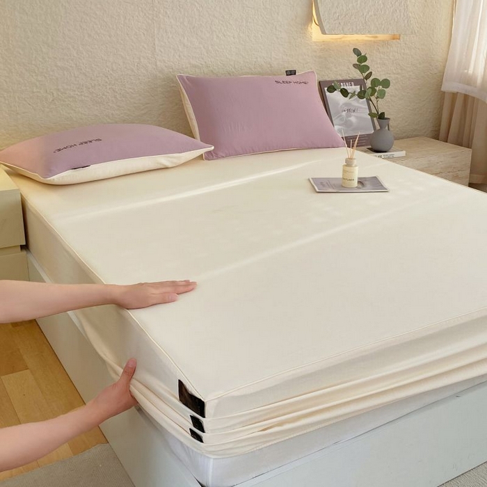 91家纺网 家纺一手货源 找家纺 恋之语 2025新款纯色亲肤舒适麻绳款床笠 米黄