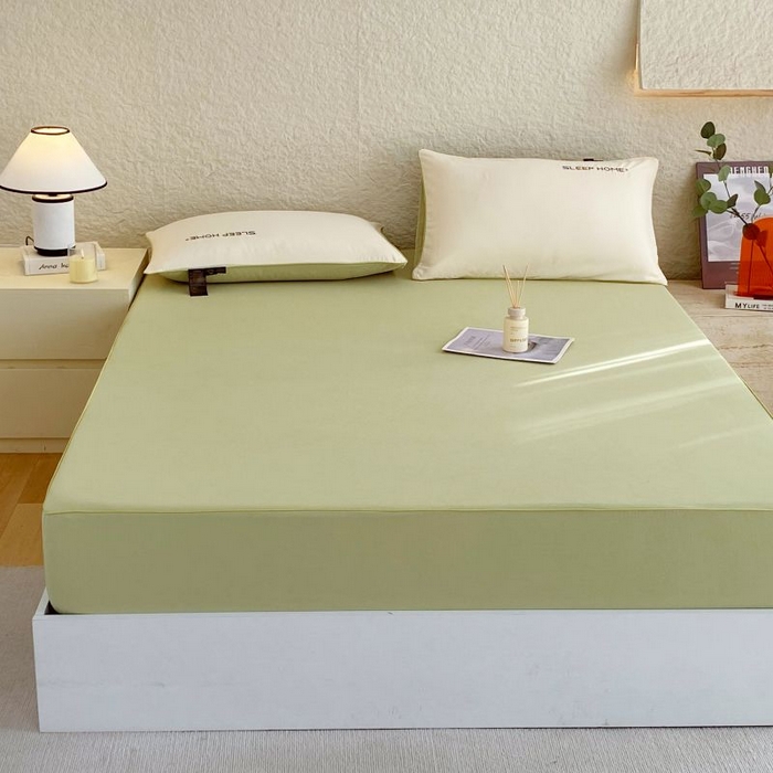 91家纺网 家纺一手货源 找家纺 恋之语 2025新款纯色亲肤舒适麻绳款床笠 抹茶绿