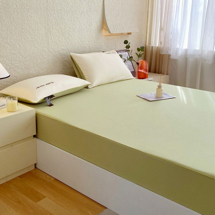 91家纺网 家纺一手货源 找家纺 恋之语 2025新款纯色亲肤舒适麻绳款床笠 抹茶绿