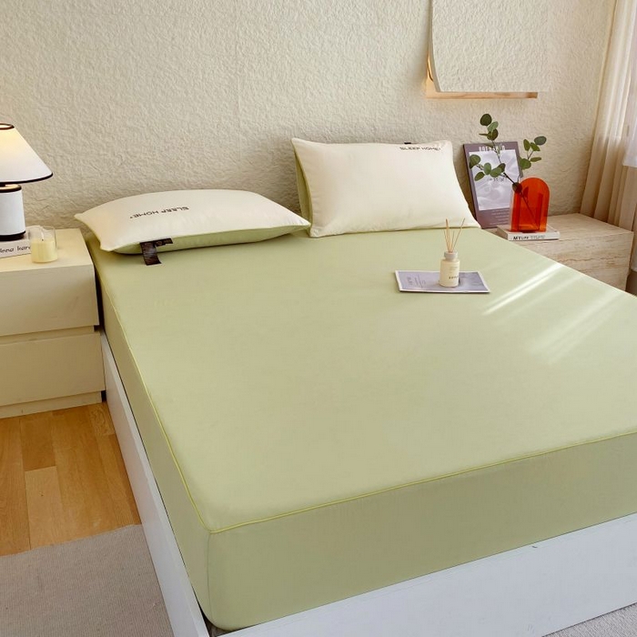 91家纺网 家纺一手货源 找家纺 恋之语 2025新款纯色亲肤舒适麻绳款床笠 抹茶绿