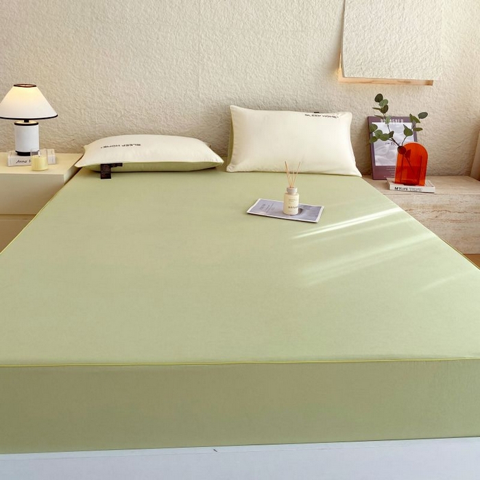 91家纺网 家纺一手货源 找家纺 恋之语 2025新款纯色亲肤舒适麻绳款床笠 抹茶绿