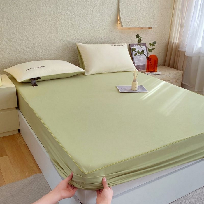 91家纺网 家纺一手货源 找家纺 恋之语 2025新款纯色亲肤舒适麻绳款床笠 抹茶绿