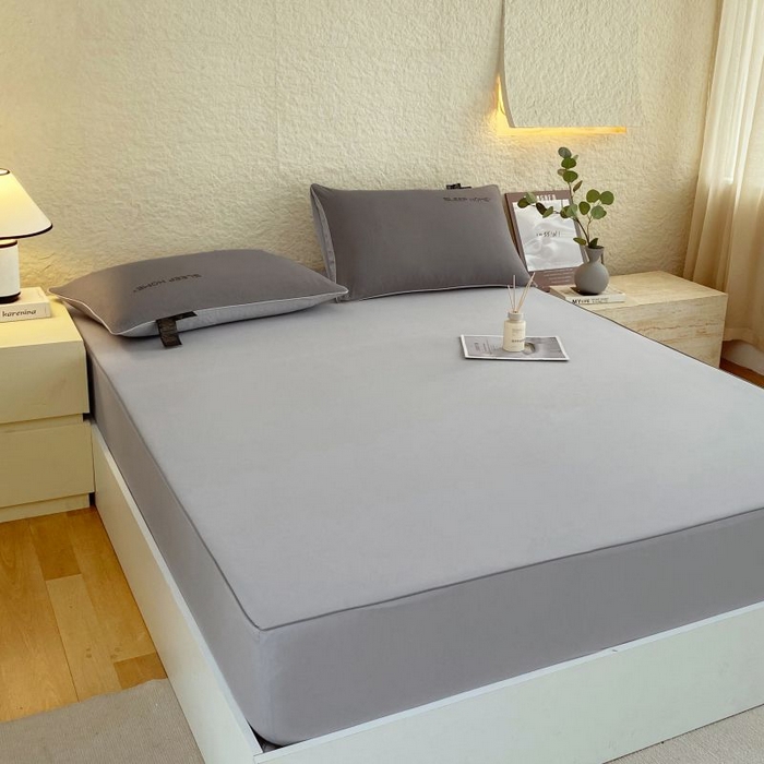 91家纺网 家纺一手货源 找家纺 恋之语 2025新款纯色亲肤舒适麻绳款床笠 浅灰