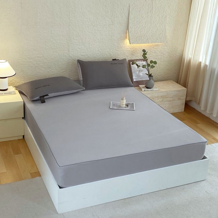 91家纺网 家纺一手货源 找家纺 恋之语 2025新款纯色亲肤舒适麻绳款床笠 浅灰