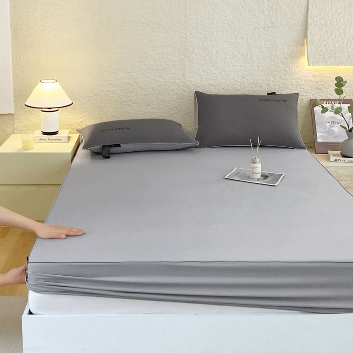 91家纺网 家纺一手货源 找家纺 恋之语 2025新款纯色亲肤舒适麻绳款床笠 浅灰