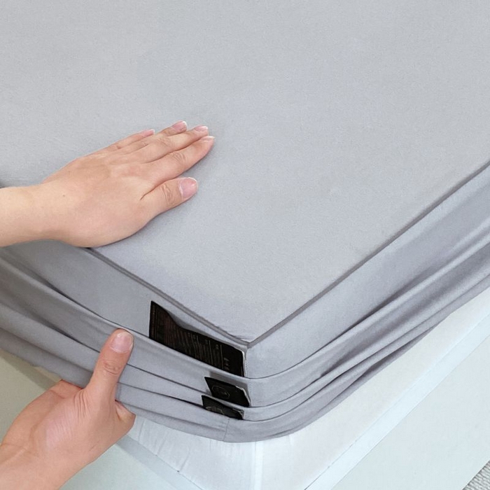 91家纺网 家纺一手货源 找家纺 恋之语 2025新款纯色亲肤舒适麻绳款床笠 浅灰