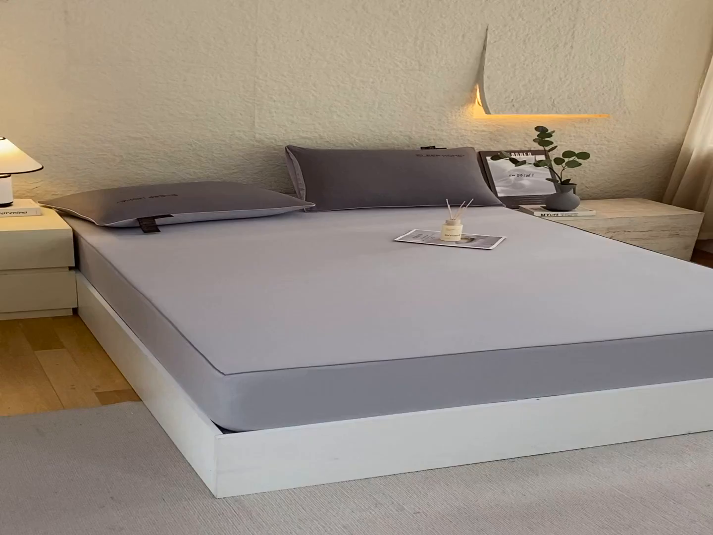 91家纺网 家纺一手货源 找家纺 恋之语 2025新款纯色亲肤舒适麻绳款床笠 浅灰