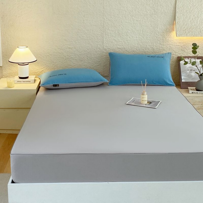 91家纺网 家纺一手货源 找家纺 恋之语 2025新款纯色亲肤舒适麻绳款床笠 浅灰-蓝