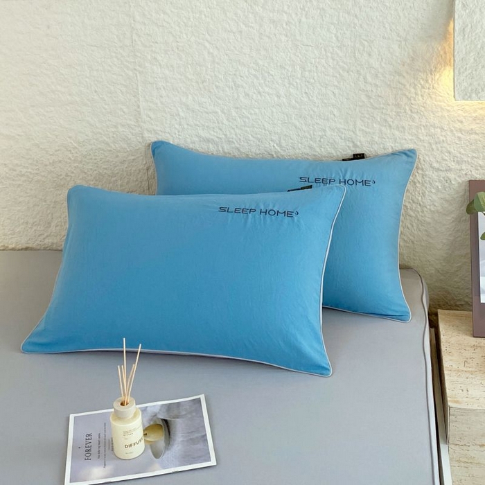 91家纺网 家纺一手货源 找家纺 恋之语 2025新款纯色亲肤舒适麻绳款床笠 浅灰-蓝