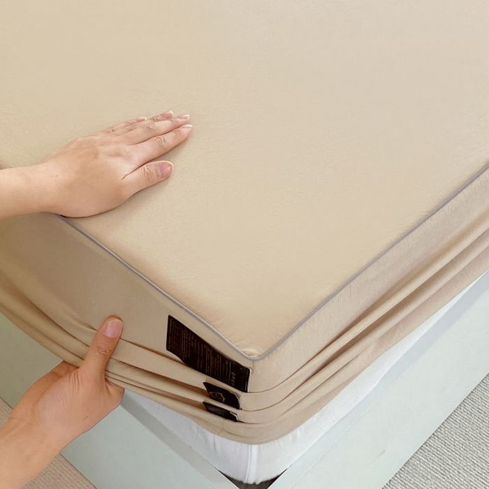 91家纺网 家纺一手货源 找家纺 恋之语 2025新款纯色亲肤舒适麻绳款床笠 浅咖