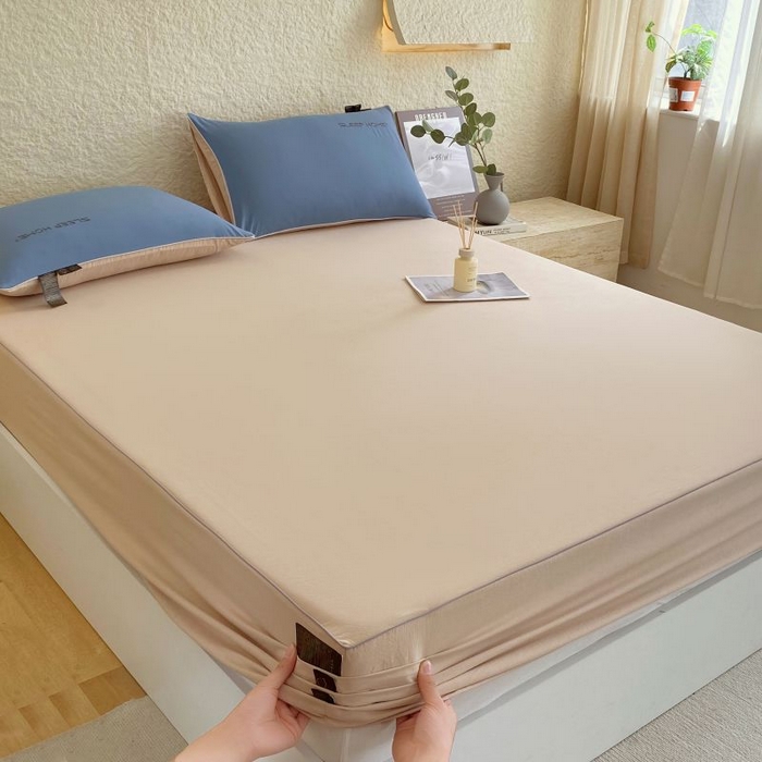 91家纺网 家纺一手货源 找家纺 恋之语 2025新款纯色亲肤舒适麻绳款床笠 浅咖