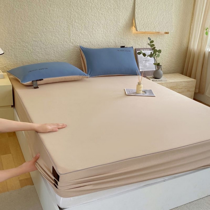 91家纺网 家纺一手货源 找家纺 恋之语 2025新款纯色亲肤舒适麻绳款床笠 浅咖