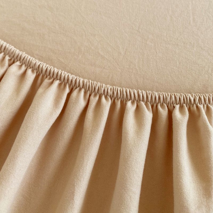 91家纺网 家纺一手货源 找家纺 恋之语 2025新款纯色亲肤舒适麻绳款床笠 浅咖