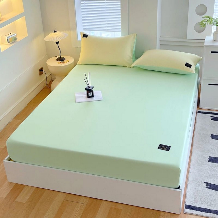 91家纺网 家纺一手货源 找家纺 （总）恋之语 2025新款纯色亲肤舒适贴布标单床笠90克