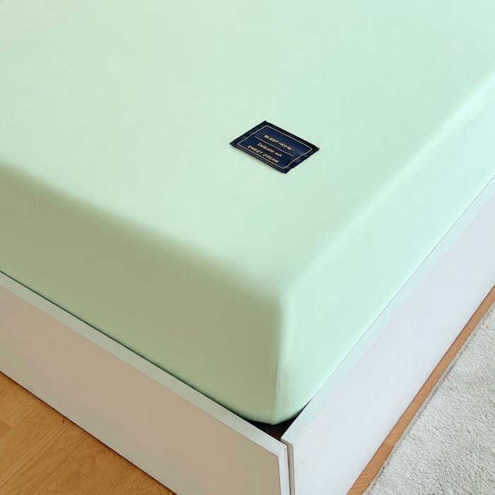 91家纺网 家纺一手货源 找家纺 （总）恋之语 2025新款纯色亲肤舒适贴布标单床笠90克