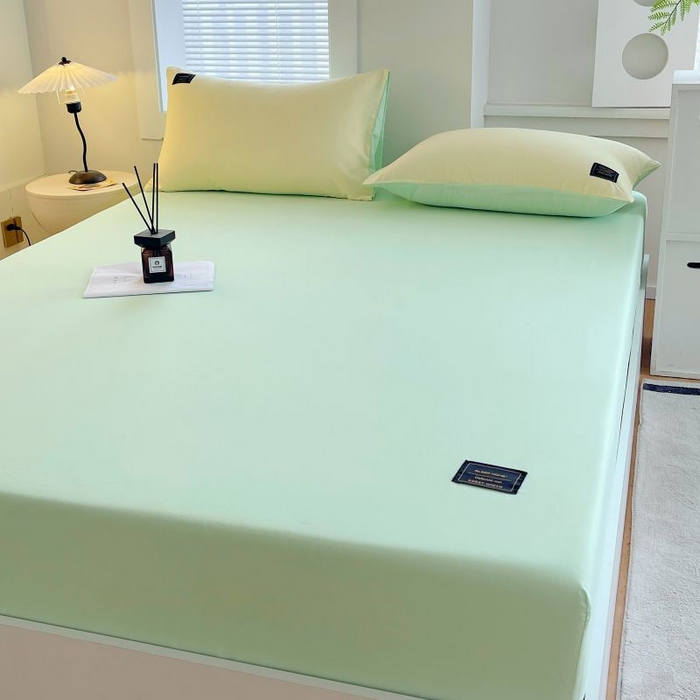 91家纺网 家纺一手货源 找家纺 （总）恋之语 2025新款纯色亲肤舒适贴布标单床笠90克