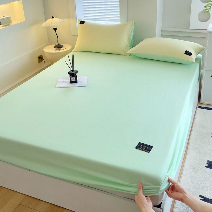 91家纺网 家纺一手货源 找家纺 （总）恋之语 2025新款纯色亲肤舒适贴布标单床笠90克