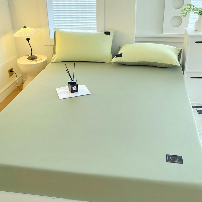 恋之语 2025新款纯色亲肤舒适贴布标单床笠90克 芥末绿