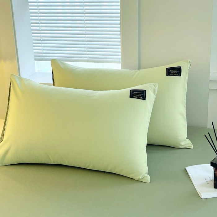 91家纺网 家纺一手货源 找家纺 恋之语 2025新款纯色亲肤舒适贴布标单床笠90克 芥末绿