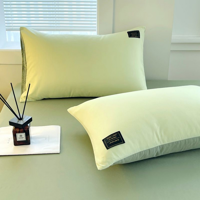 91家纺网 家纺一手货源 找家纺 恋之语 2025新款纯色亲肤舒适贴布标单床笠90克 芥末绿