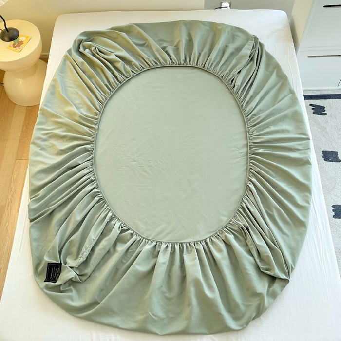 91家纺网 家纺一手货源 找家纺 恋之语 2025新款纯色亲肤舒适贴布标单床笠90克 芥末绿