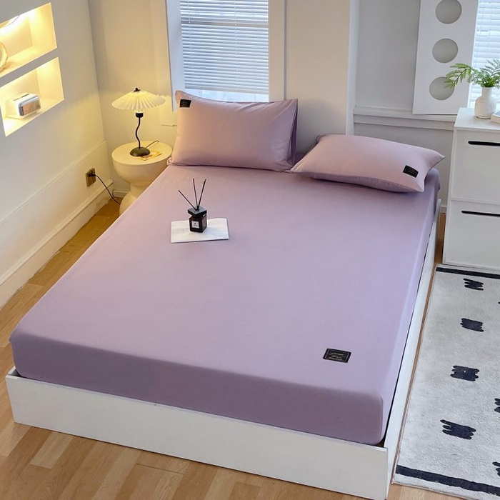 91家纺网 家纺一手货源 找家纺 恋之语 2025新款纯色亲肤舒适贴布标单床笠90克 罗兰紫