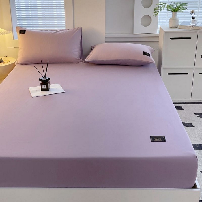 91家纺网 家纺一手货源 找家纺 恋之语 2025新款纯色亲肤舒适贴布标单床笠90克 罗兰紫