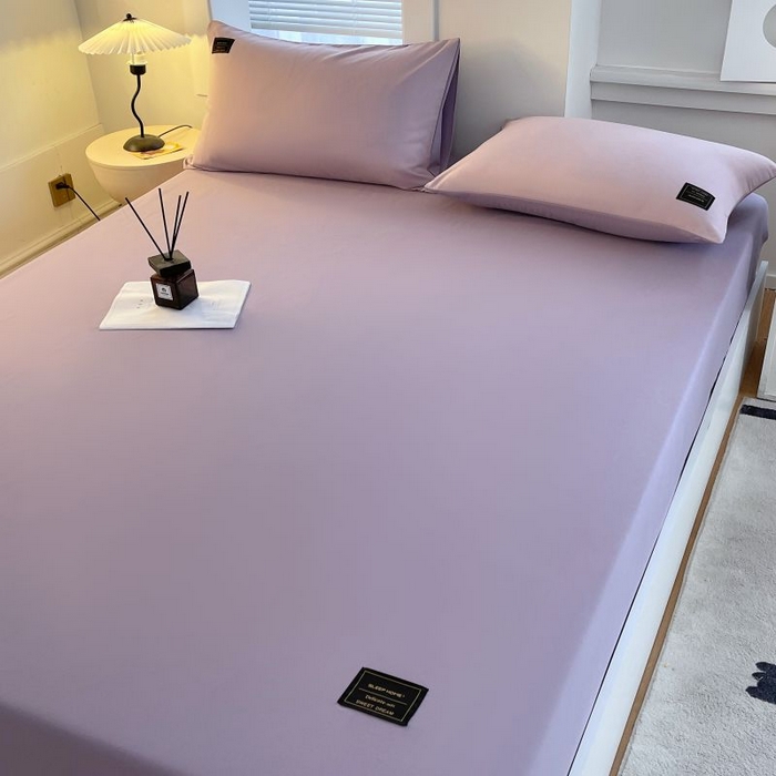 91家纺网 家纺一手货源 找家纺 恋之语 2025新款纯色亲肤舒适贴布标单床笠90克 罗兰紫