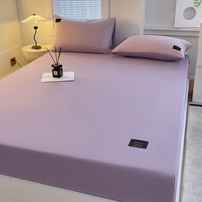 91家纺网 家纺一手货源 找家纺 恋之语 2025新款纯色亲肤舒适贴布标单床笠90克 罗兰紫