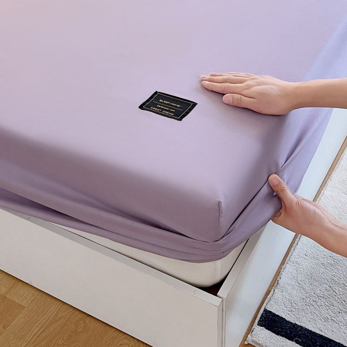 91家纺网 家纺一手货源 找家纺 恋之语 2025新款纯色亲肤舒适贴布标单床笠90克 罗兰紫