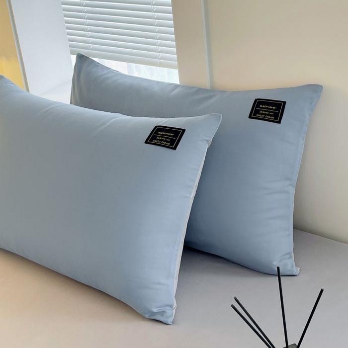 91家纺网 家纺一手货源 找家纺 恋之语 2025新款纯色亲肤舒适贴布标单床笠90克 浅灰+蓝