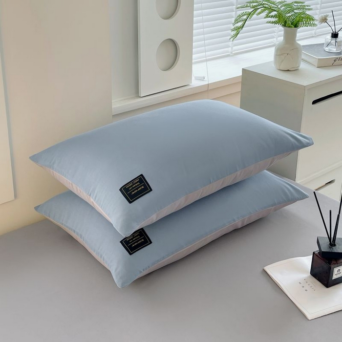 91家纺网 家纺一手货源 找家纺 恋之语 2025新款纯色亲肤舒适贴布标单床笠90克 浅灰+蓝