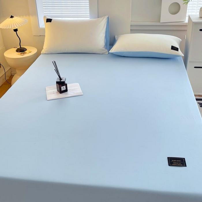 恋之语 2025新款纯色亲肤舒适贴布标单床笠90克 浅蓝2