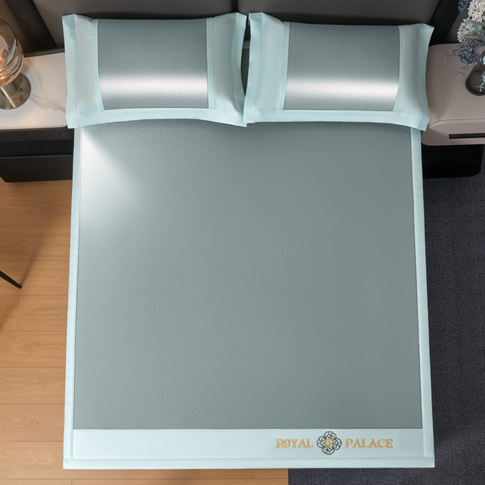 91家纺网 家纺一手货源 找家纺 全季家居 2025新款A类抗菌防螨幸运星系列冰藤席凉席席子 水绿 床席