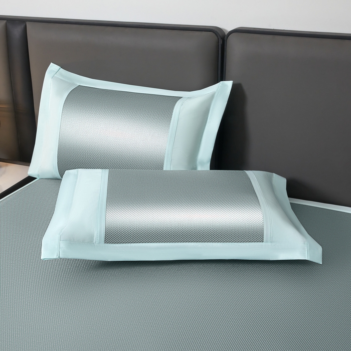 91家纺网 家纺一手货源 找家纺 全季家居 2025新款A类抗菌防螨幸运星系列冰藤席凉席席子 水绿 床席