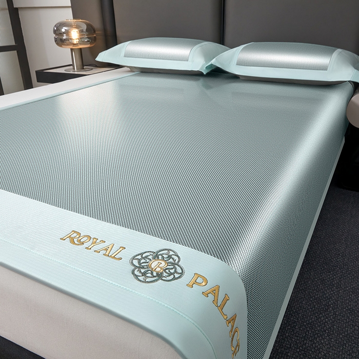 91家纺网 家纺一手货源 找家纺 全季家居 2025新款A类抗菌防螨幸运星系列冰藤席凉席席子 水绿 床席