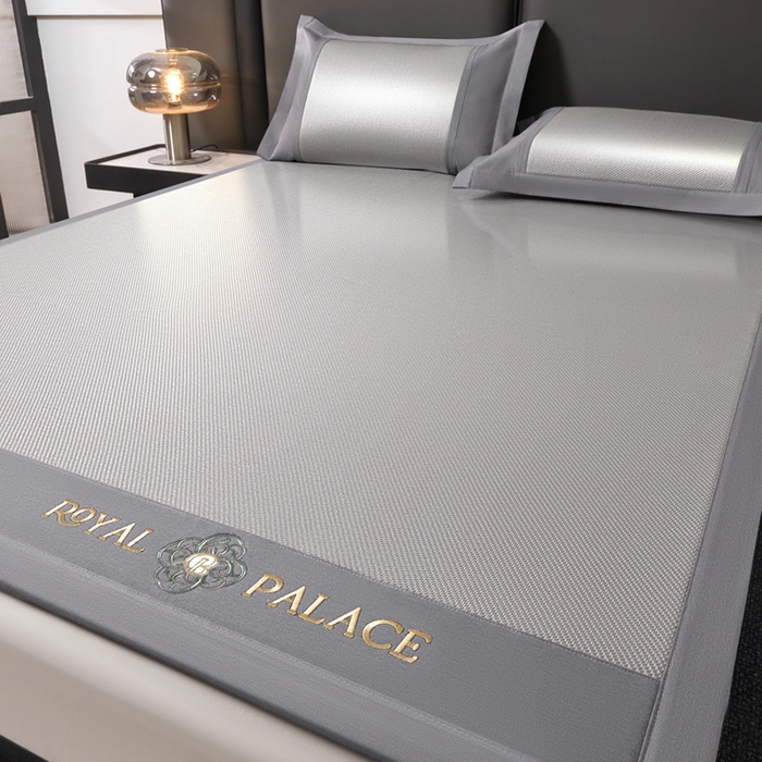 91家纺网 家纺一手货源 找家纺 全季家居 2025新款A类抗菌防螨幸运星系列冰藤席凉席席子 银灰 床席