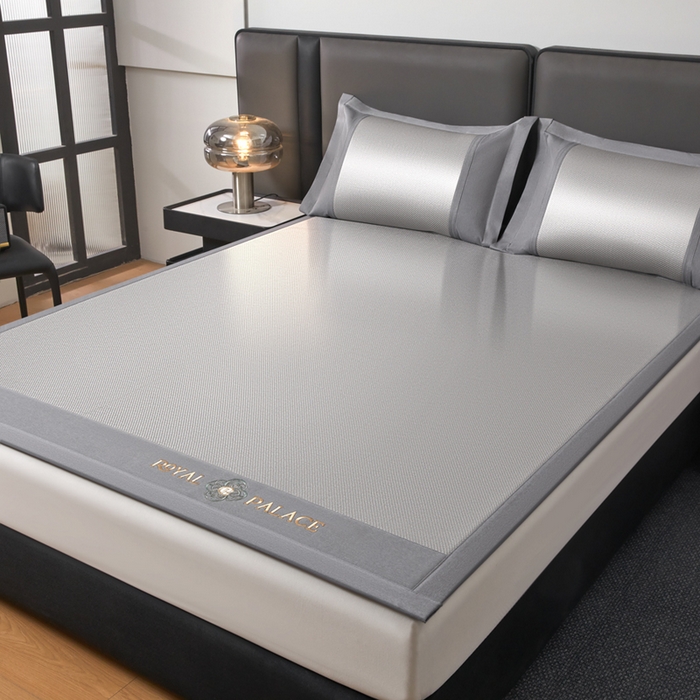 91家纺网 家纺一手货源 找家纺 全季家居 2025新款A类抗菌防螨幸运星系列冰藤席凉席席子 银灰 床席