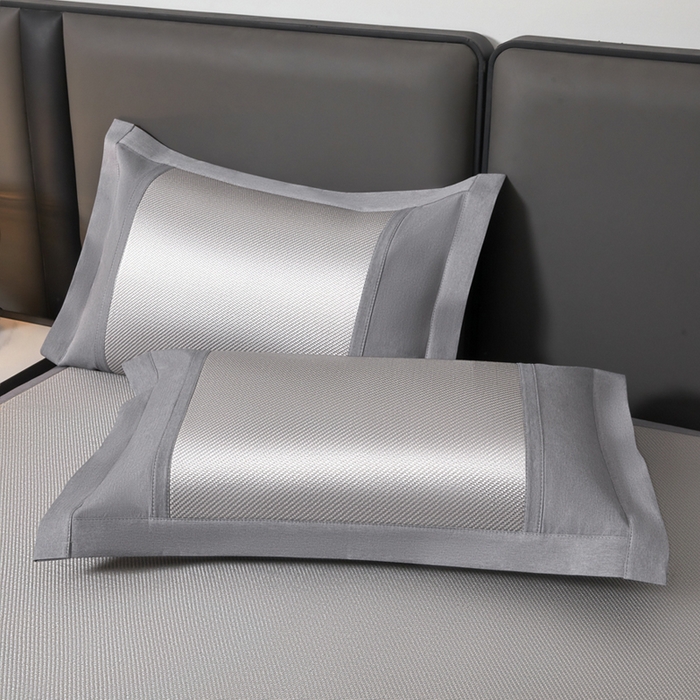 91家纺网 家纺一手货源 找家纺 全季家居 2025新款A类抗菌防螨幸运星系列冰藤席凉席席子 银灰 床席