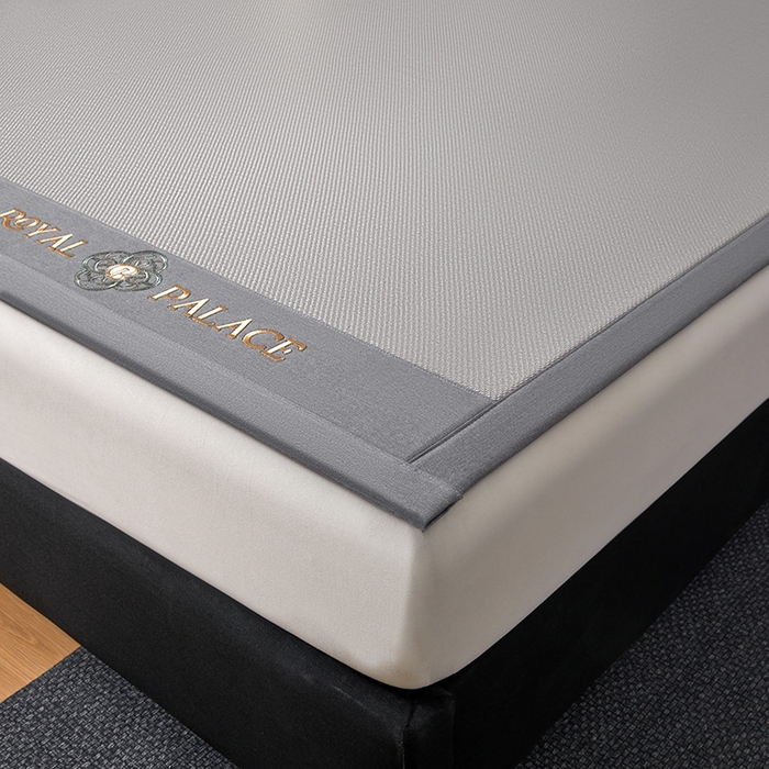 91家纺网 家纺一手货源 找家纺 全季家居 2025新款A类抗菌防螨幸运星系列冰藤席凉席席子 银灰 床席